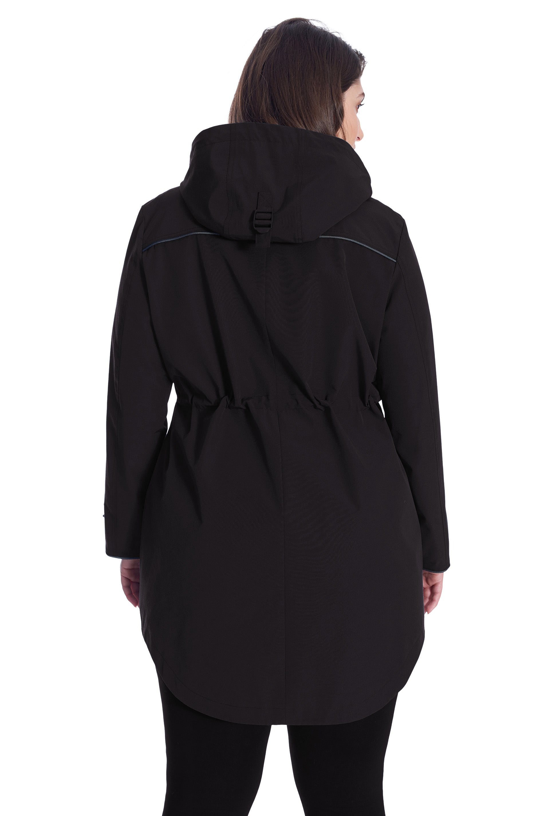 KUSAWA PLUS | IMPERMÉABLE FEMME À CORDON, NOIR (TAILLE GRANDE)
