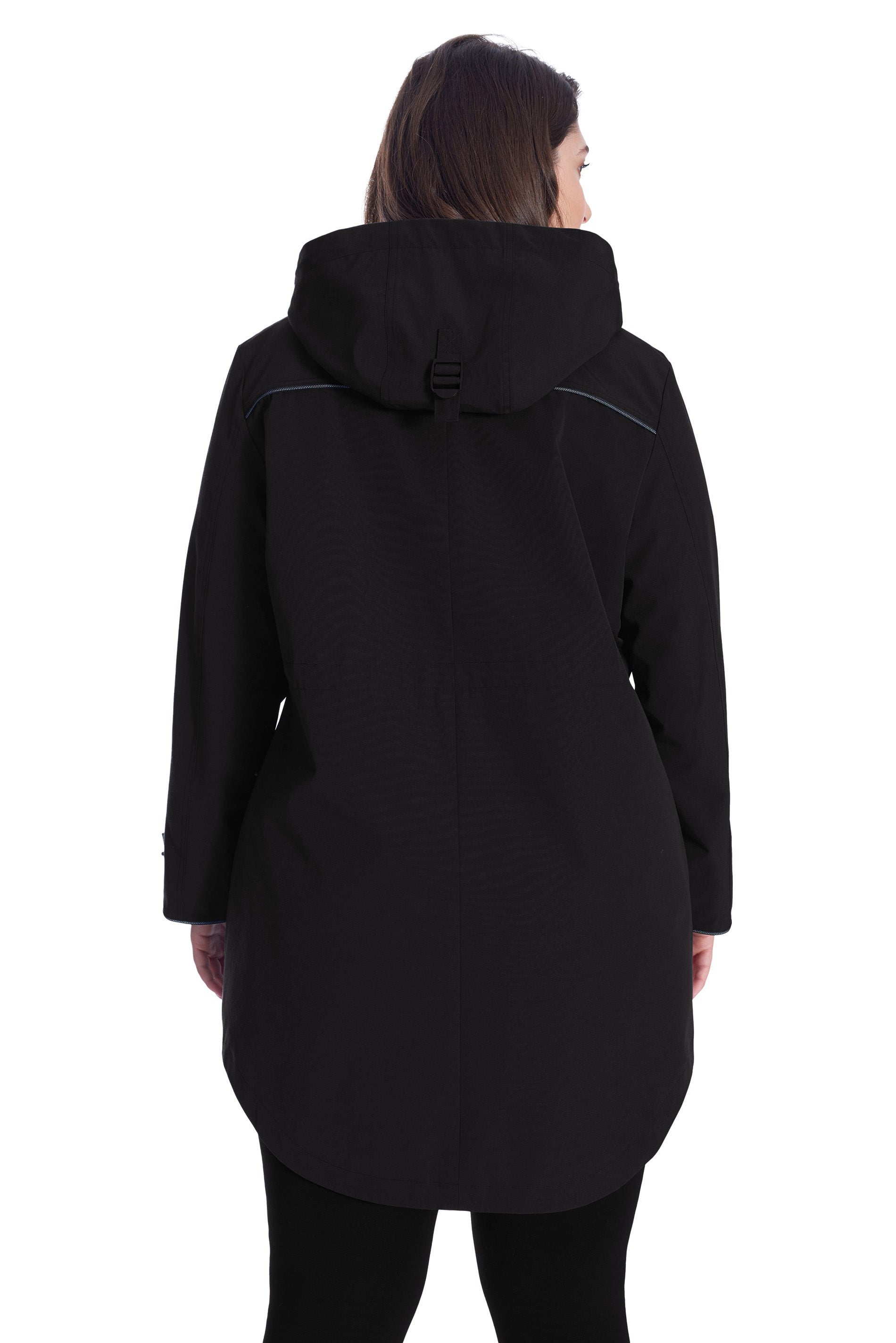 KUSAWA PLUS | IMPERMÉABLE FEMME À CORDON, NOIR (TAILLE GRANDE)
