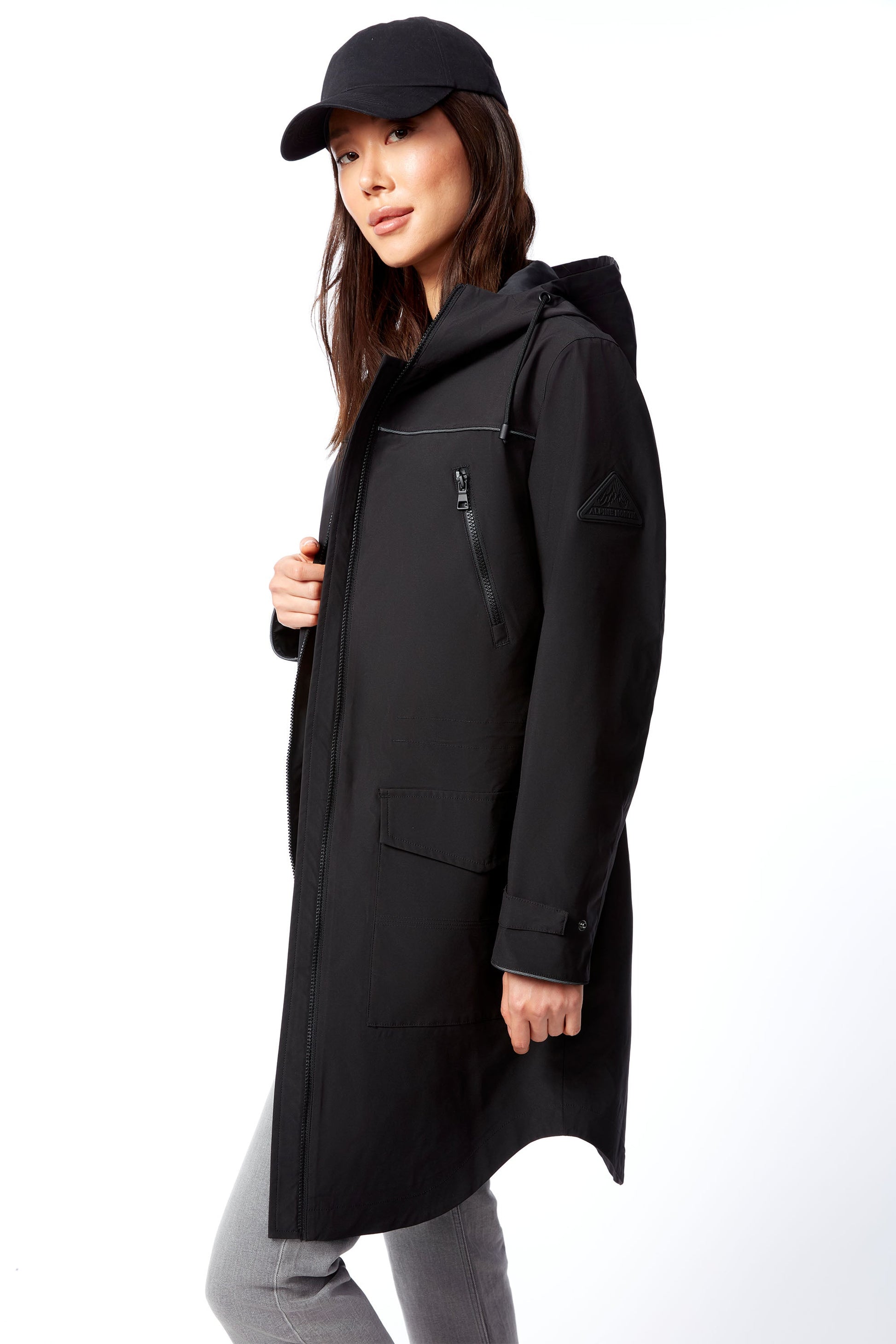 KUSAWA | IMPERMÉABLE À CORDON POUR FEMME, NOIR