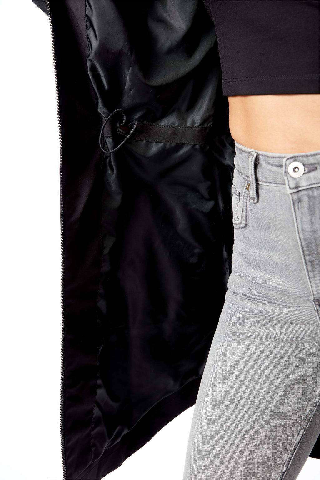 KUSAWA | IMPERMÉABLE À CORDON POUR FEMME, NOIR