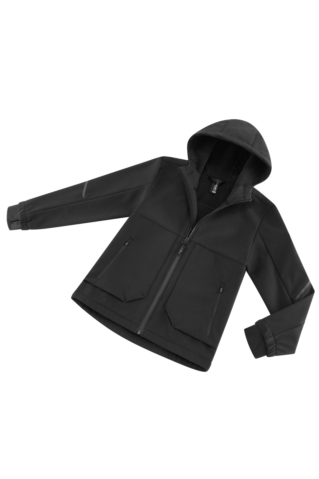 TOFINO JUNIOR | KID'S FLEECE LINED SOFTSHELL WINDBREAKER, BLACK