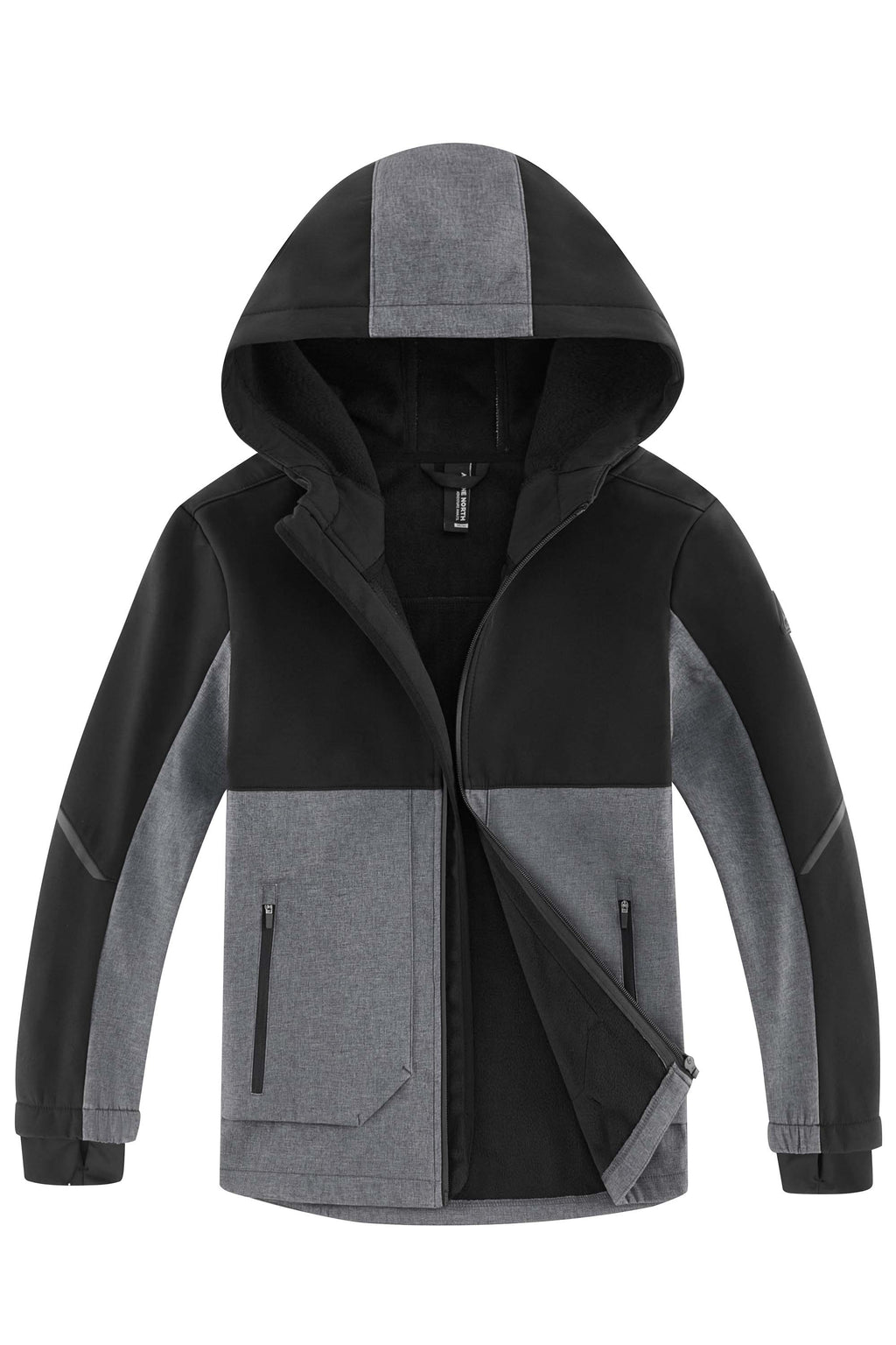 TOFINO JUNIOR | KID'S FLEECE LINED SOFTSHELL WINDBREAKER, DARK GREY