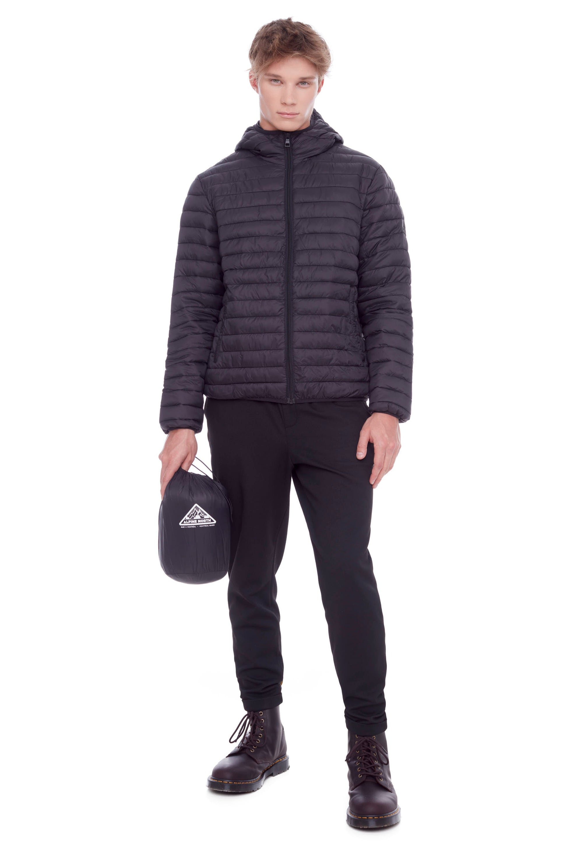 YOHO HOMMES | DOUDOUNE LÉGÈRE ET COMPACTE EN DUVET VÉGAN (RECYCLÉE) POUR HOMMES, NOIR