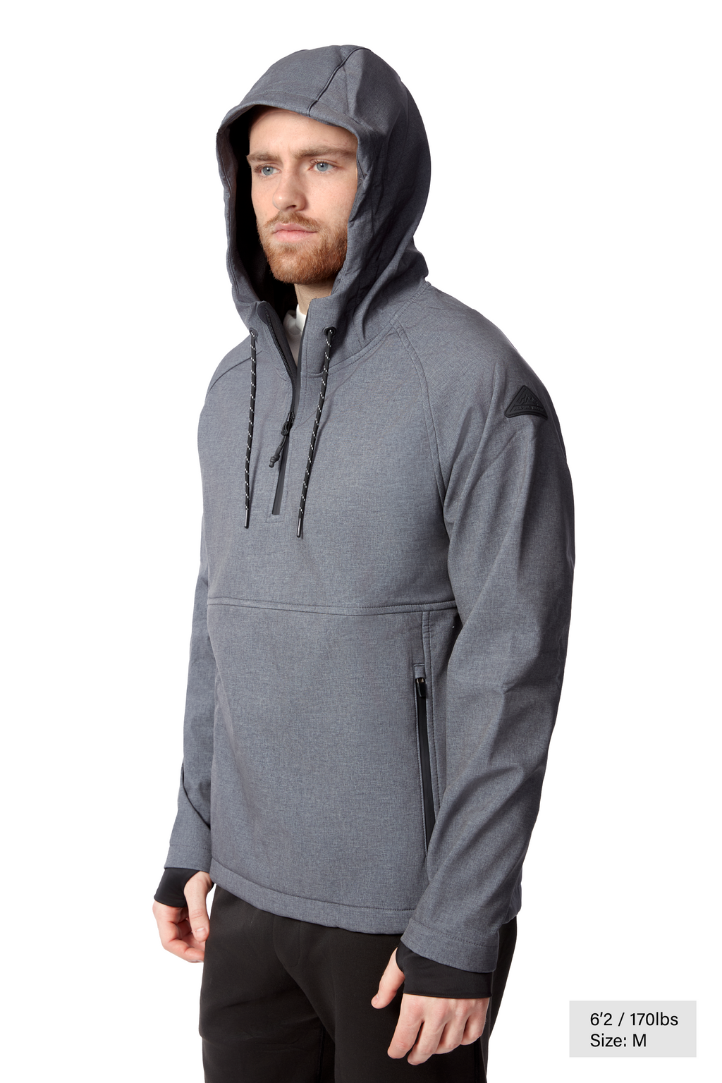 VARGAS | MEN'S PULLOVER SOFTSHELL HOODIE, DARK GREY