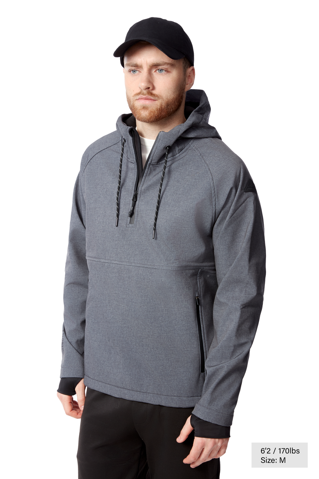 VARGAS | MEN'S PULLOVER SOFTSHELL HOODIE, DARK GREY