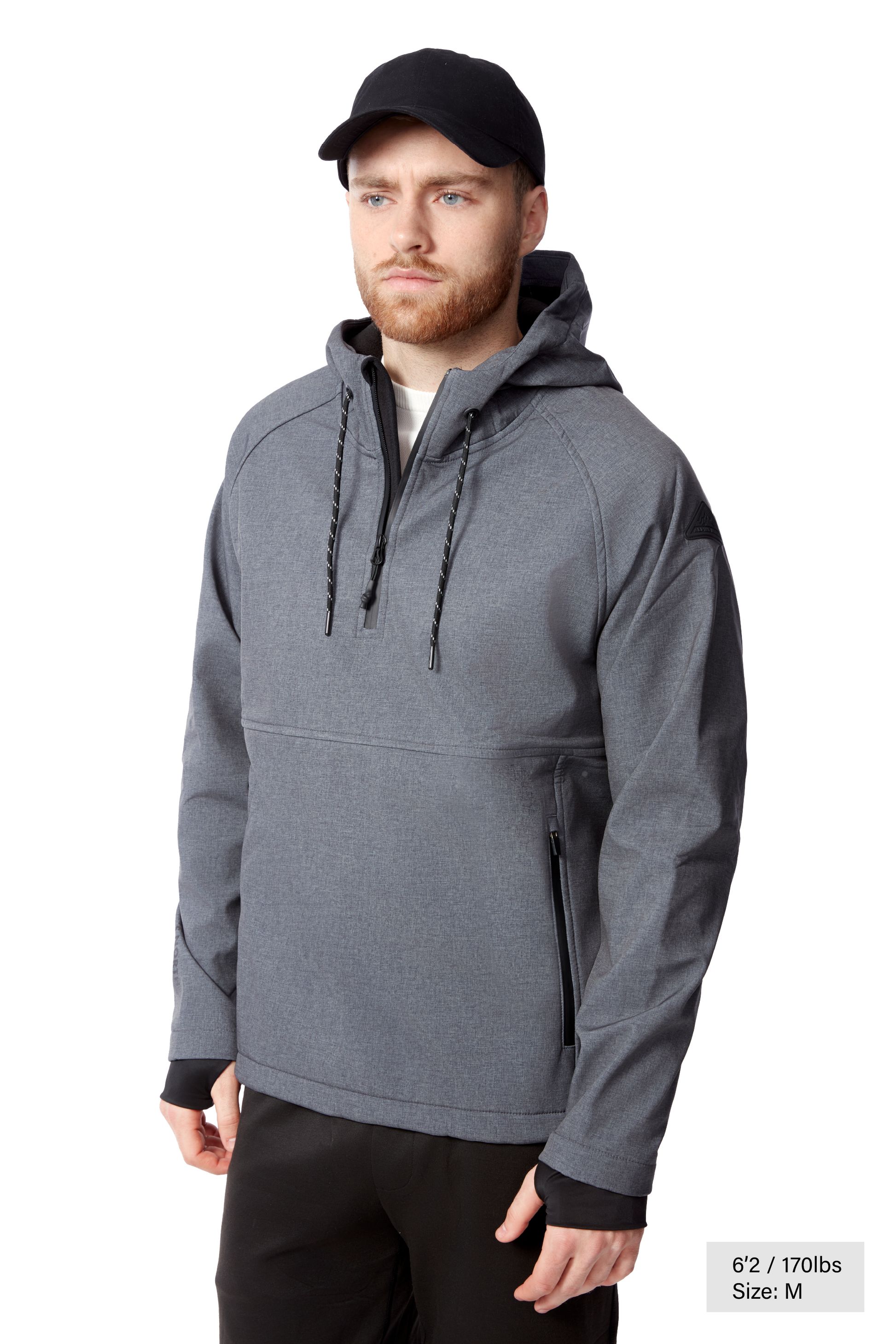 VARGAS | MEN'S PULLOVER SOFTSHELL HOODIE, DARK GREY