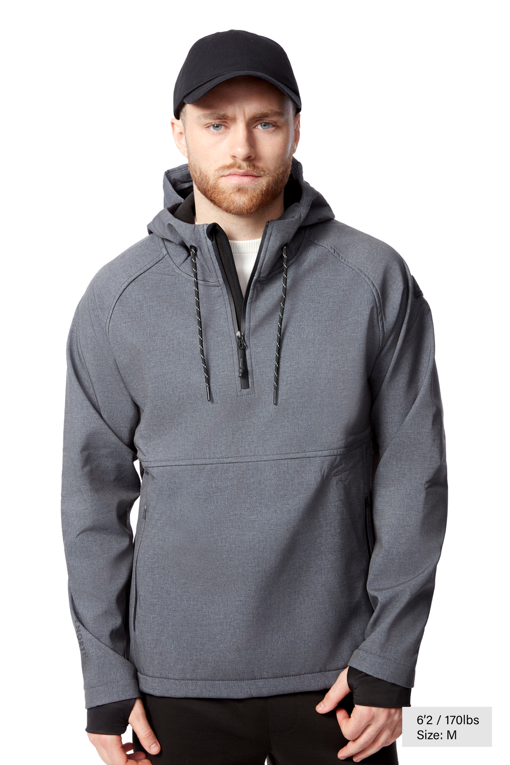 VARGAS | MEN'S PULLOVER SOFTSHELL HOODIE, DARK GREY
