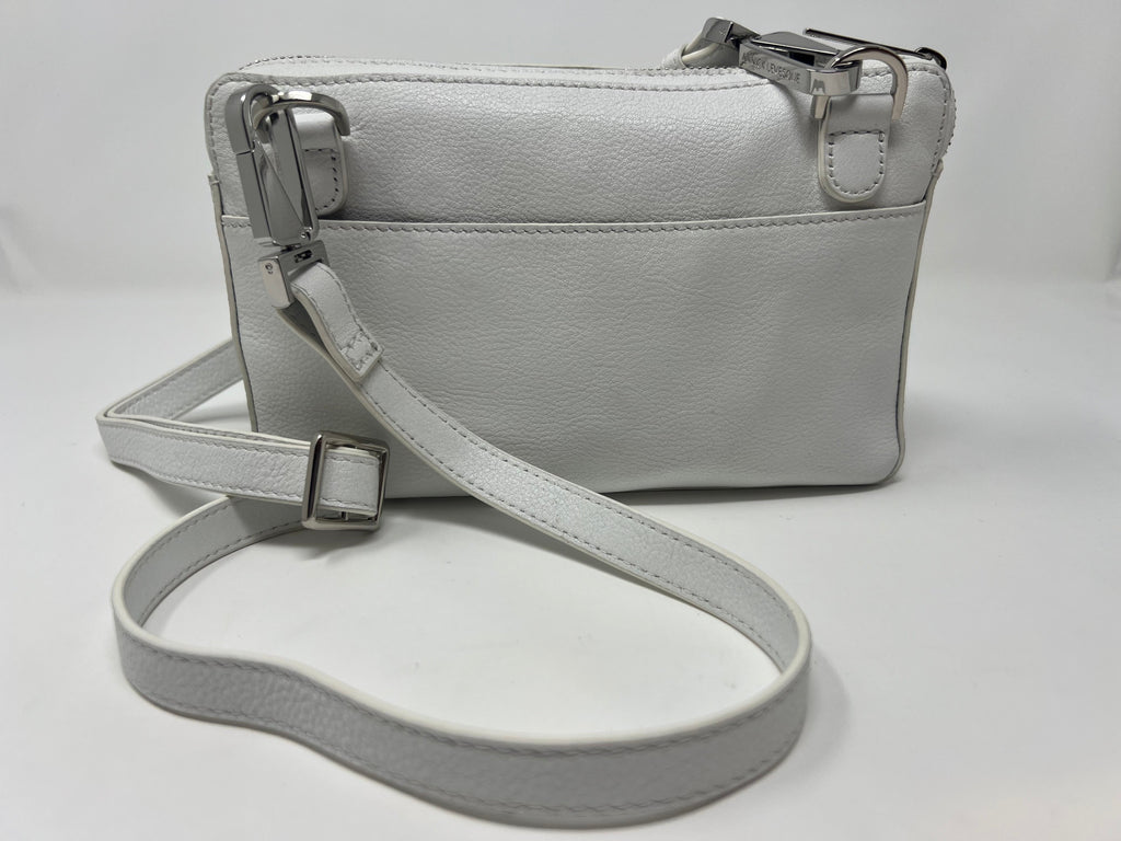 Small White Leather Crossbody Bag, Annie