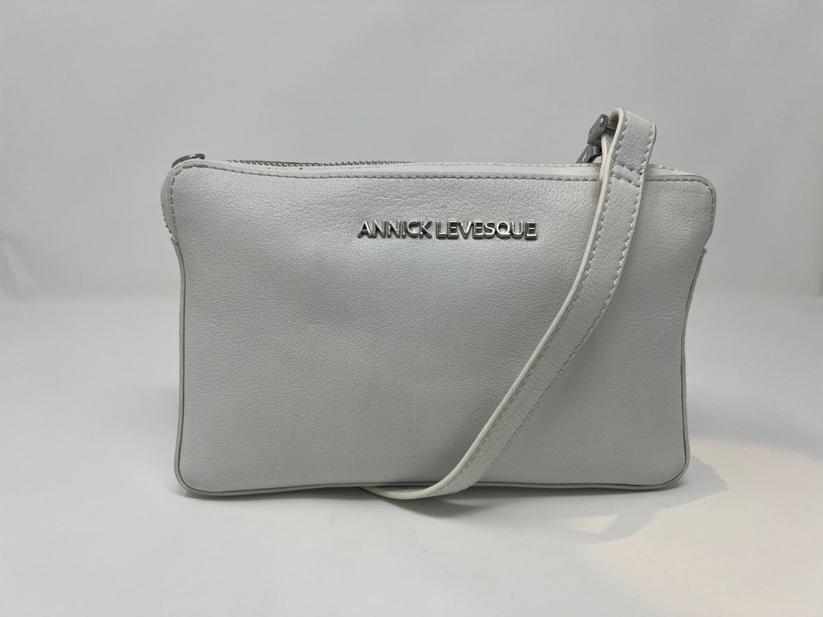 Small White Leather Crossbody Bag, Annie