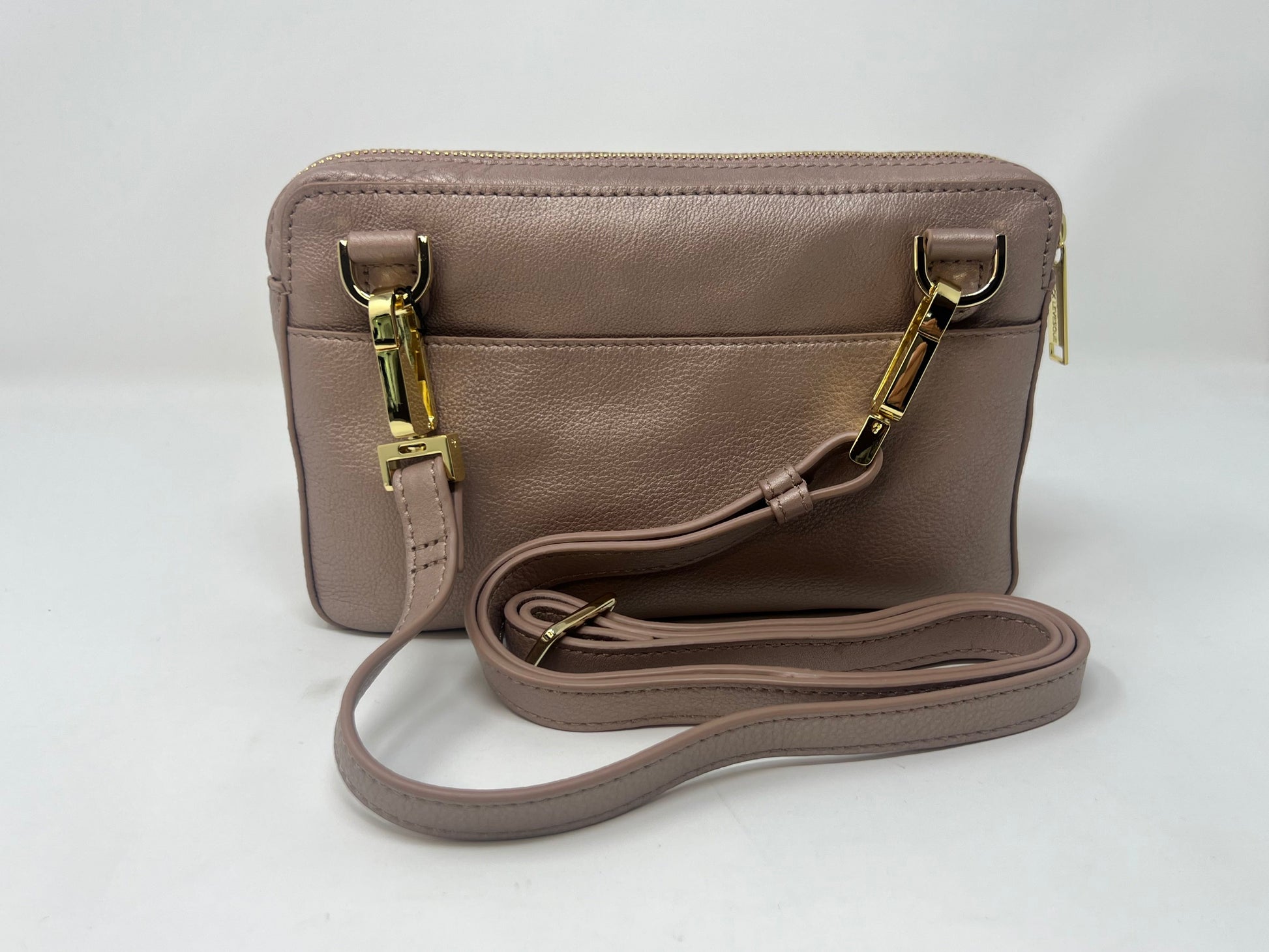 Petit sac bandoulière en Cuir Rose Platine | Annie