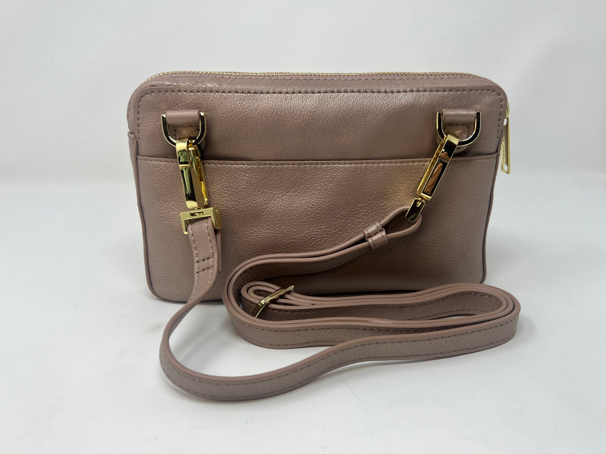 Small Rose Gold Leather Crossbody Bag | Annie