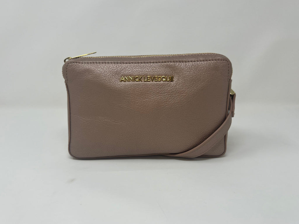 Petit sac bandoulière en Cuir Rose Platine | Annie