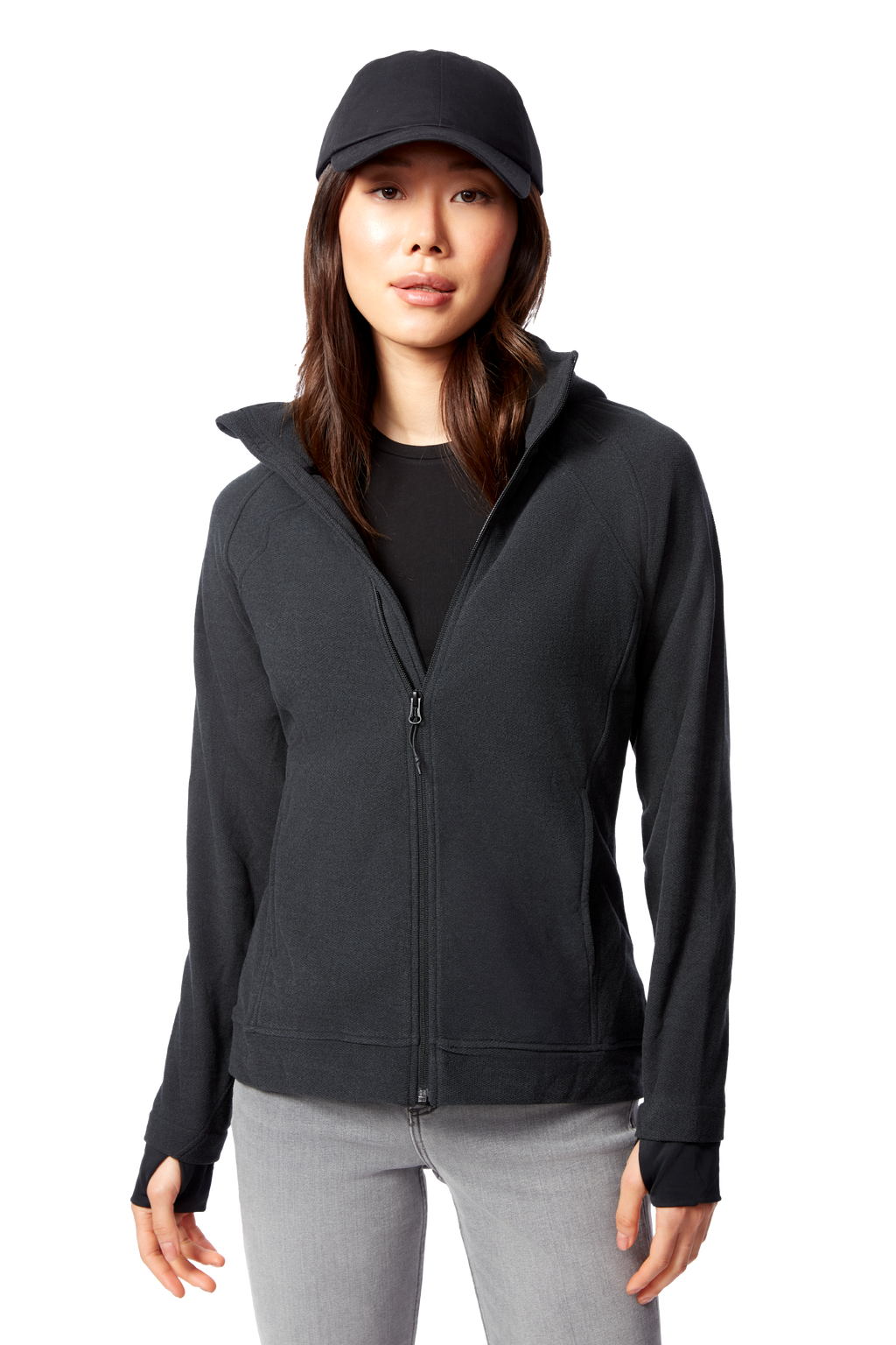 CASSIDY | PULL POLAIRE À FERMETURE ÉCLAIR POUR FEMME, NOIR CHINÉ