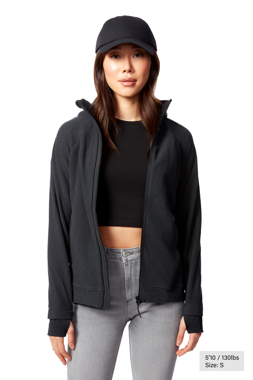 CASSIDY | PULL POLAIRE À FERMETURE ÉCLAIR POUR FEMME, NOIR CHINÉ