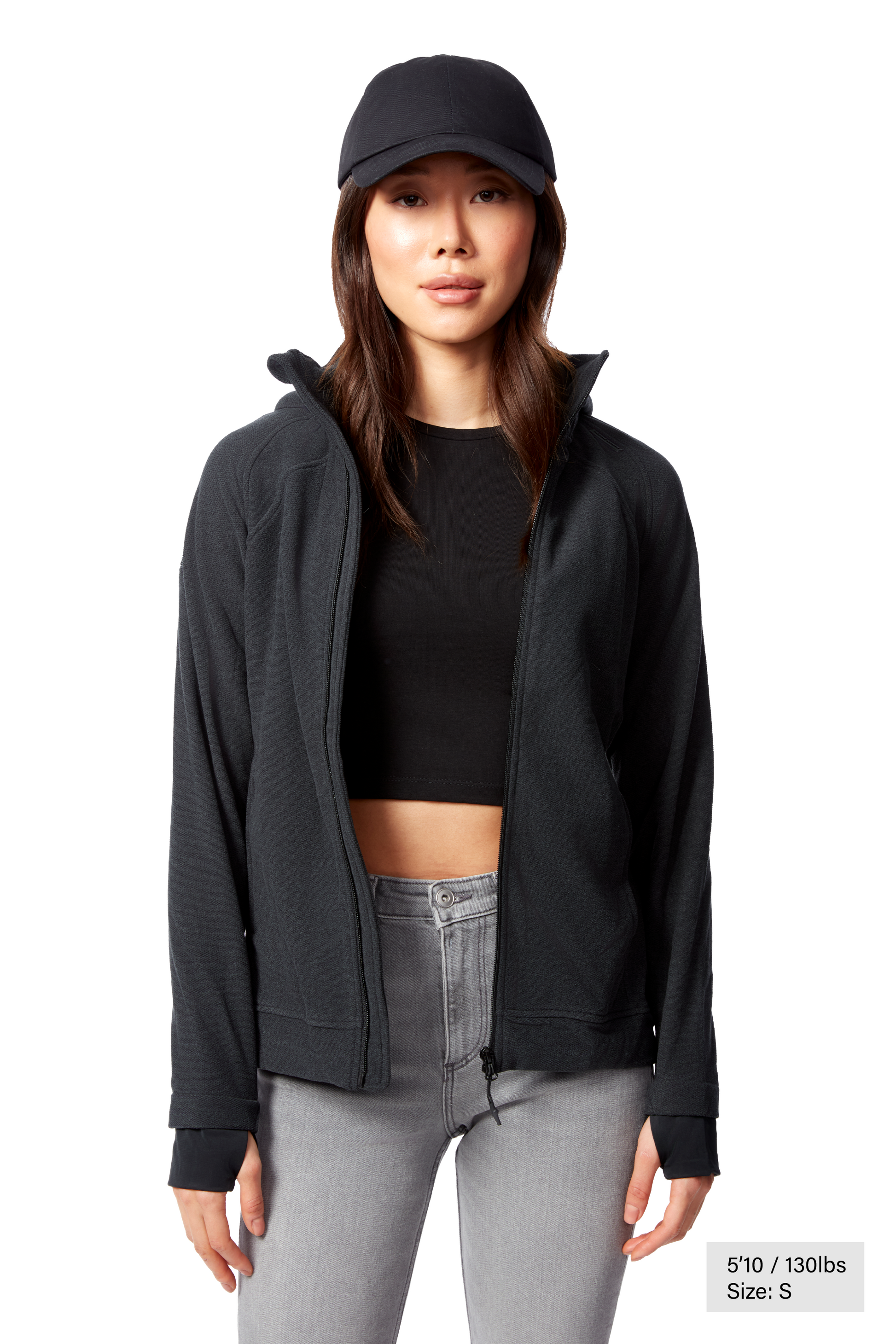 CASSIDY | PULL POLAIRE À FERMETURE ÉCLAIR POUR FEMME, NOIR CHINÉ