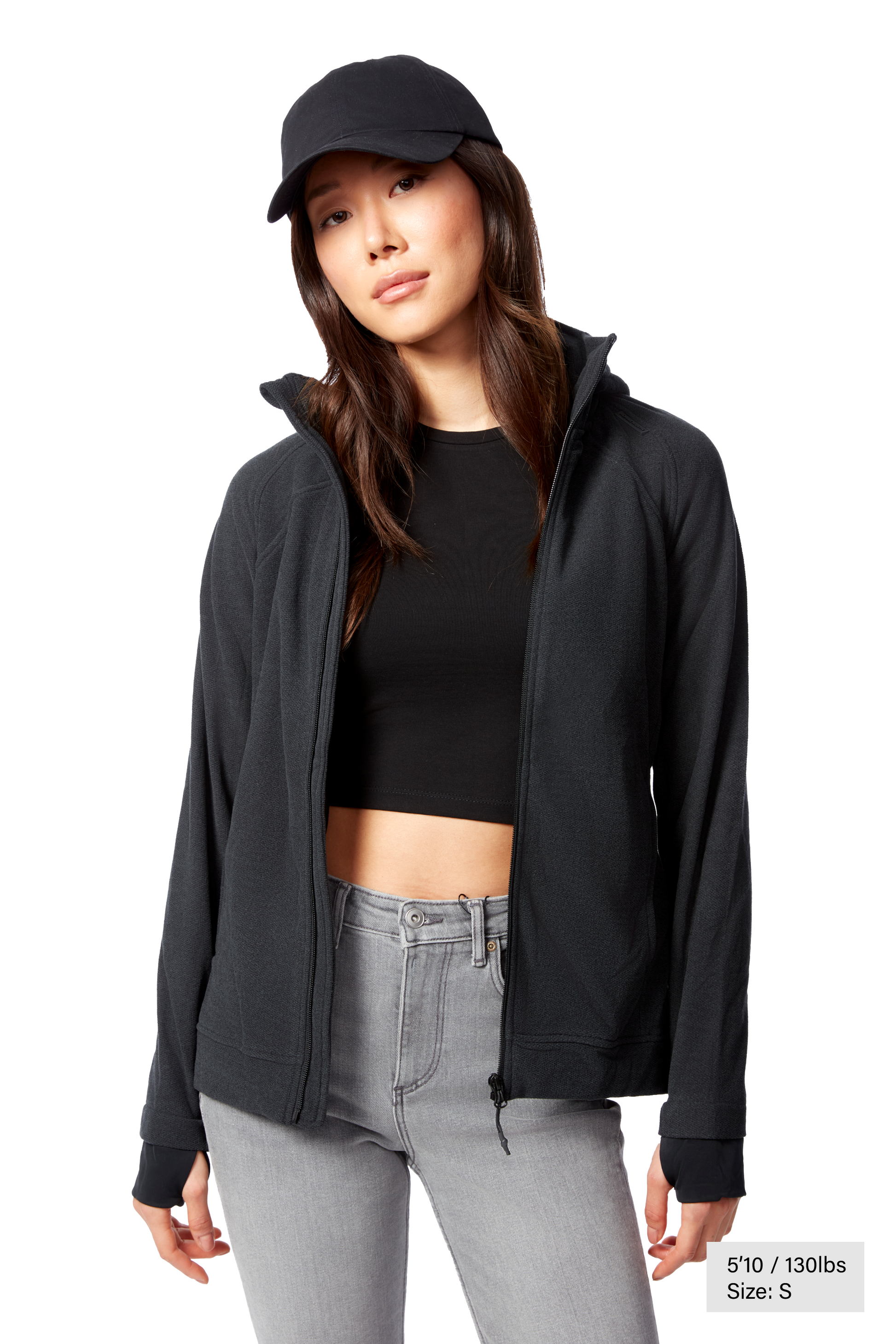 CASSIDY | PULL POLAIRE À FERMETURE ÉCLAIR POUR FEMME, NOIR CHINÉ