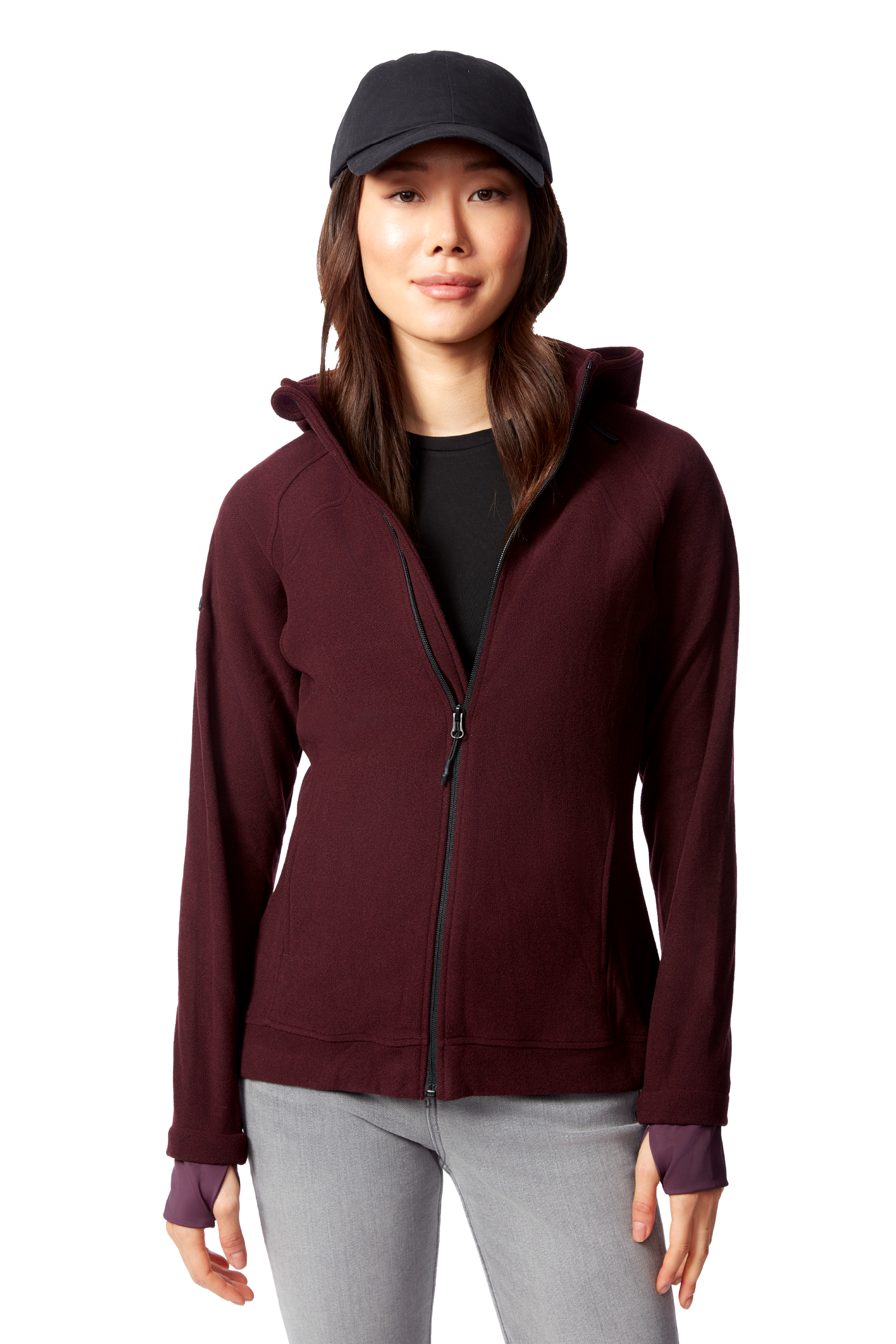 CASSIDY | PULL POLAIRE À FERMETURE ÉCLAIR POUR FEMME, RAISIN CHINÉ