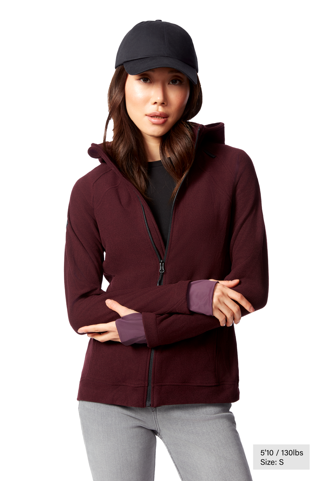 CASSIDY | PULL POLAIRE À FERMETURE ÉCLAIR POUR FEMME, RAISIN CHINÉ