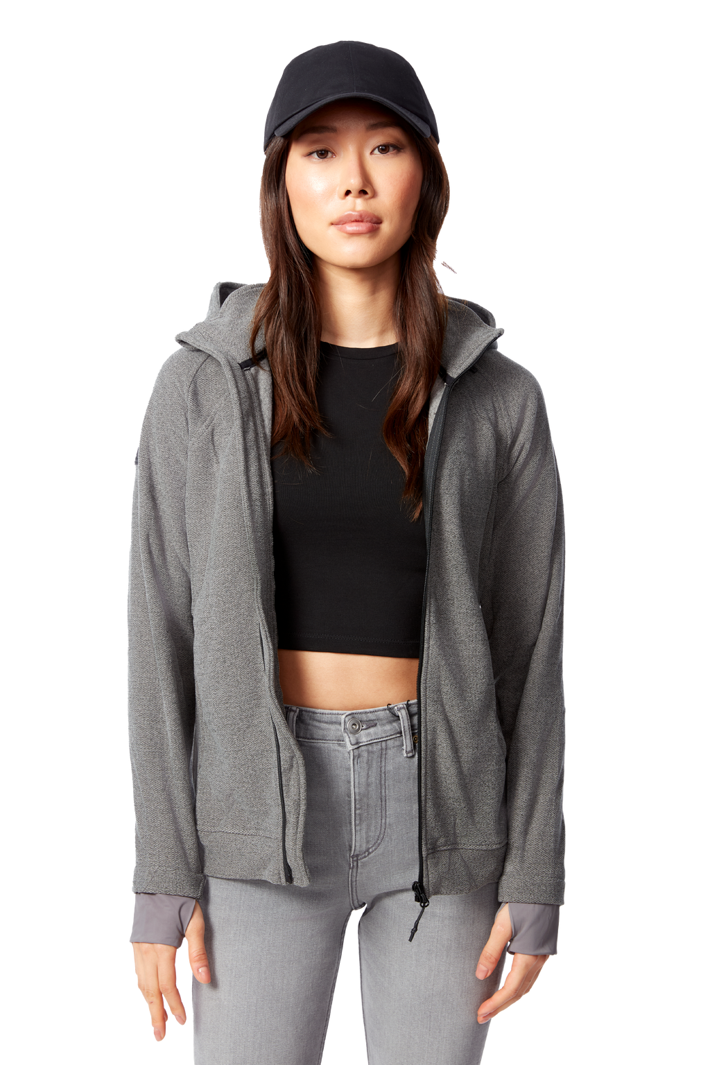 CASSIDY | PULL POLAIRE À FERMETURE ÉCLAIR POUR FEMME, GRIS CHINÉ