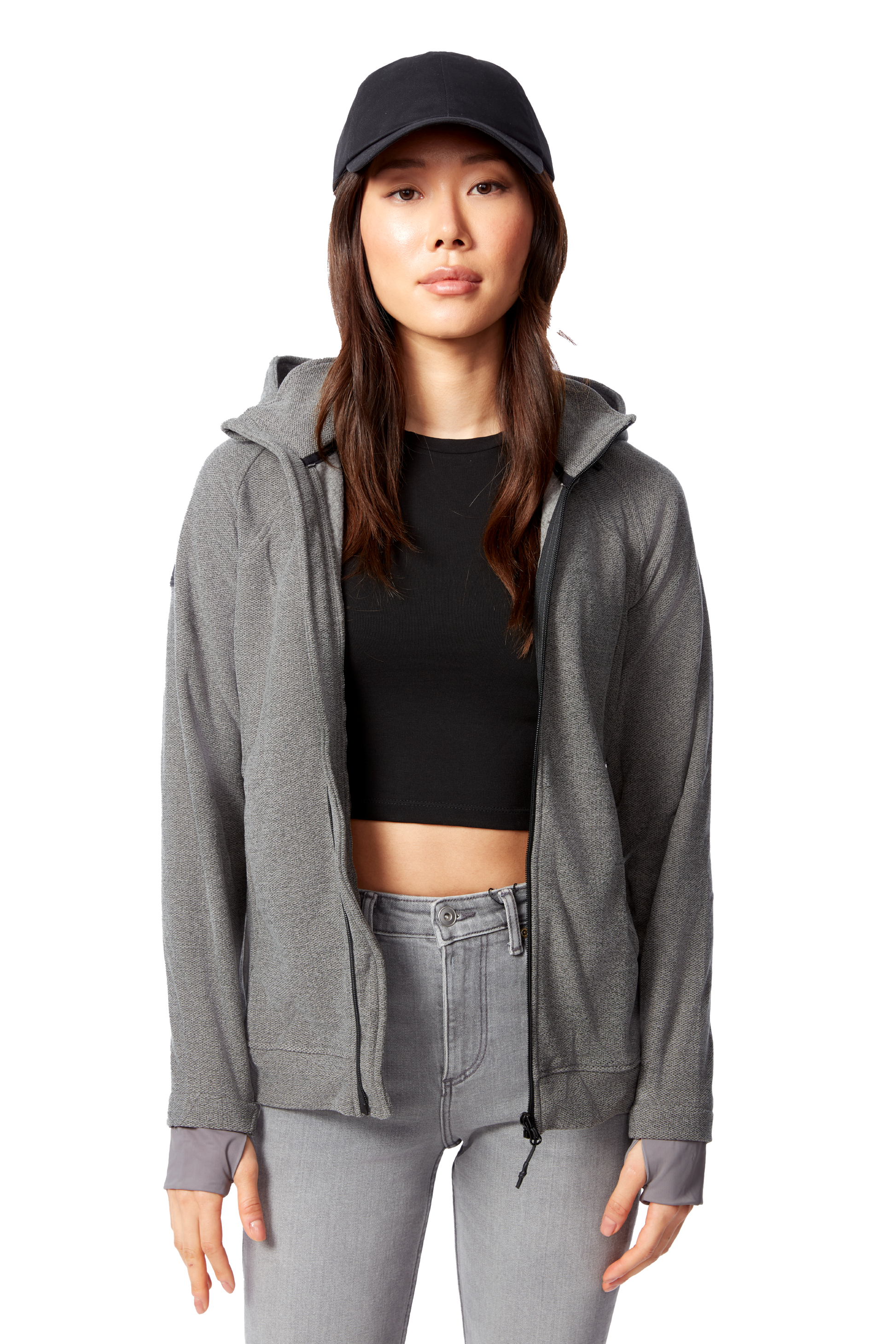 CASSIDY | PULL POLAIRE À FERMETURE ÉCLAIR POUR FEMME, GRIS CHINÉ