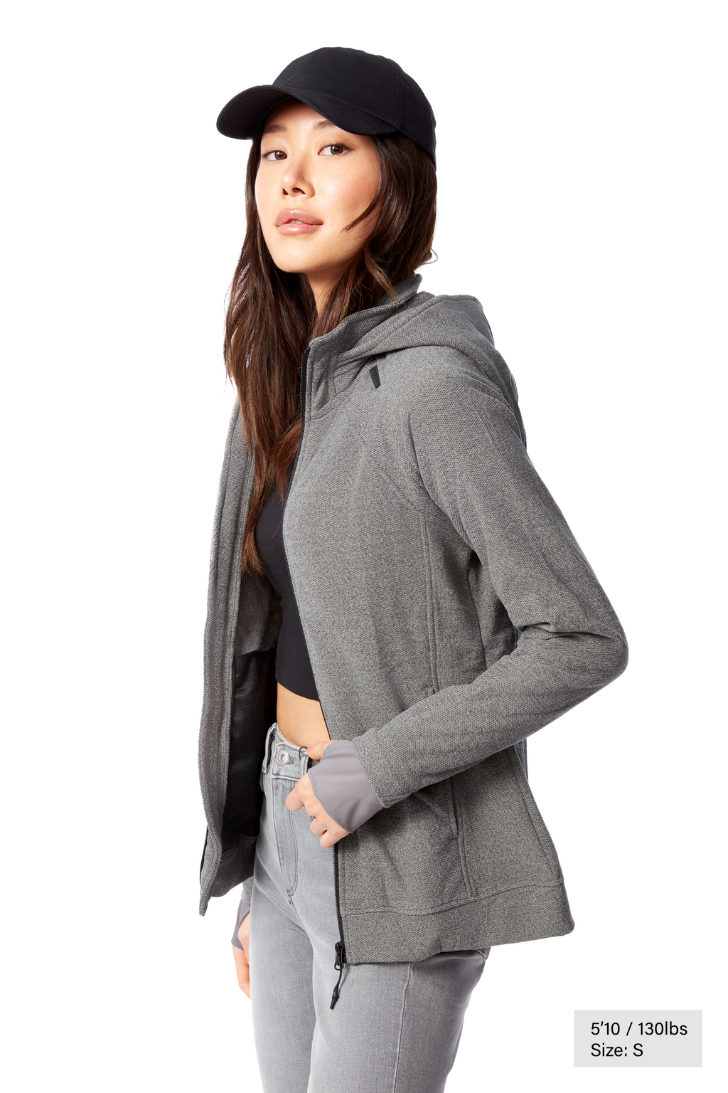 CASSIDY | PULL POLAIRE À FERMETURE ÉCLAIR POUR FEMME, GRIS CHINÉ