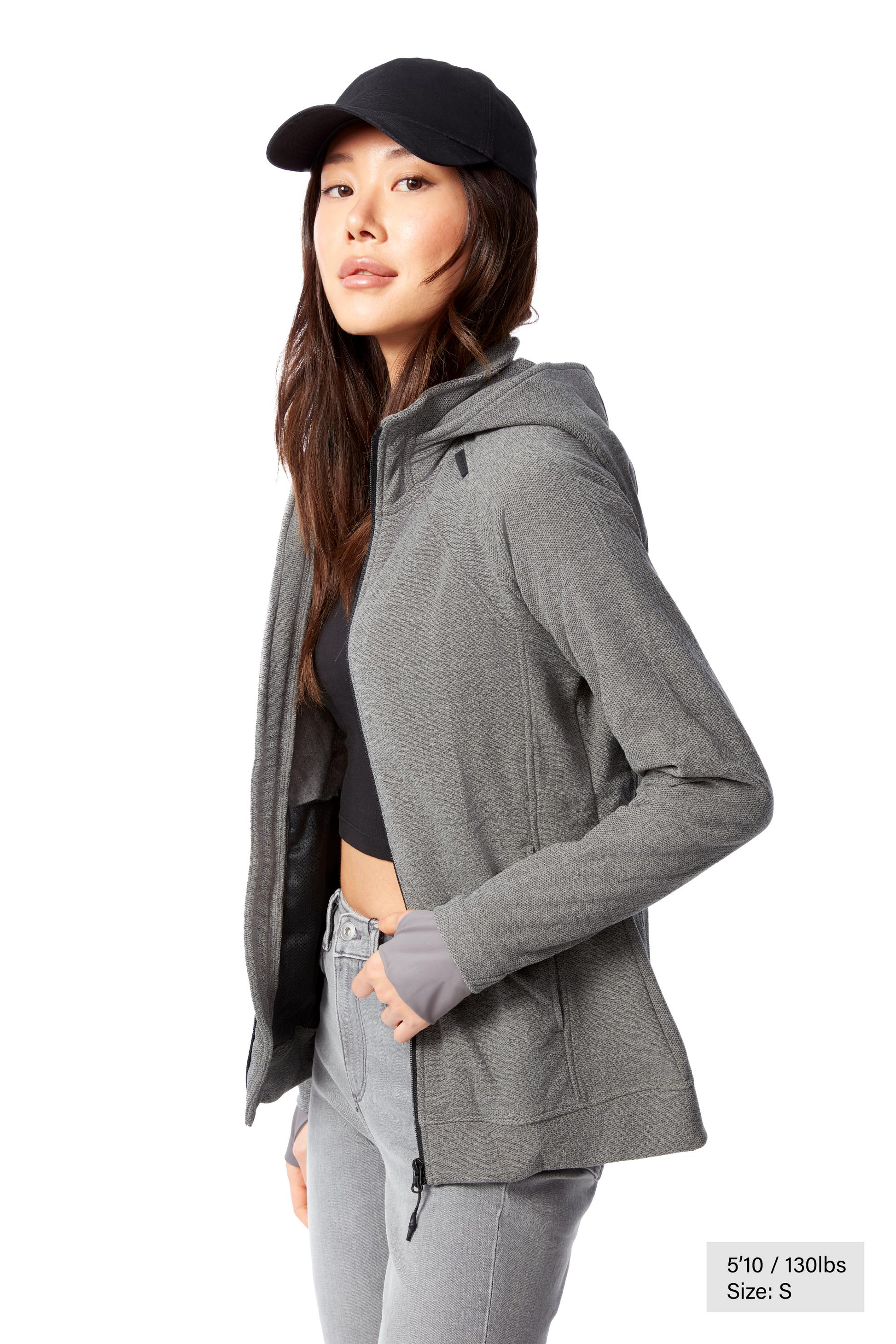 CASSIDY | PULL POLAIRE À FERMETURE ÉCLAIR POUR FEMME, GRIS CHINÉ