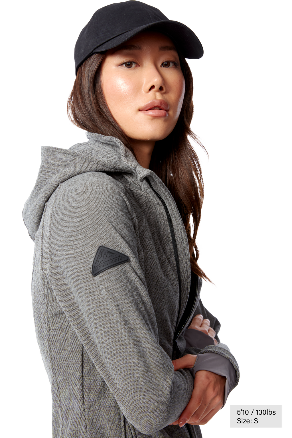 CASSIDY | PULL POLAIRE À FERMETURE ÉCLAIR POUR FEMME, GRIS CHINÉ