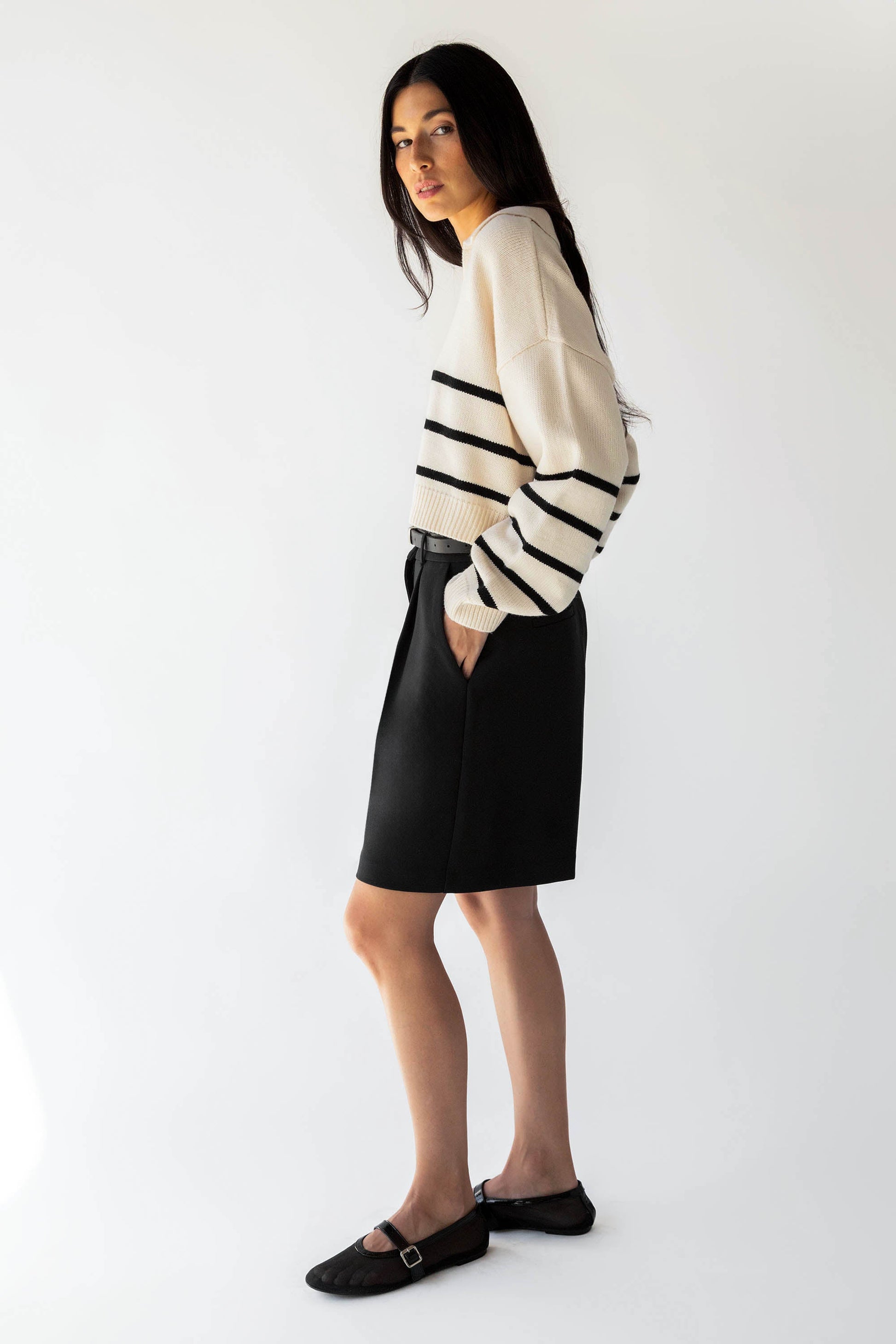 PULL À RAYURES À COL