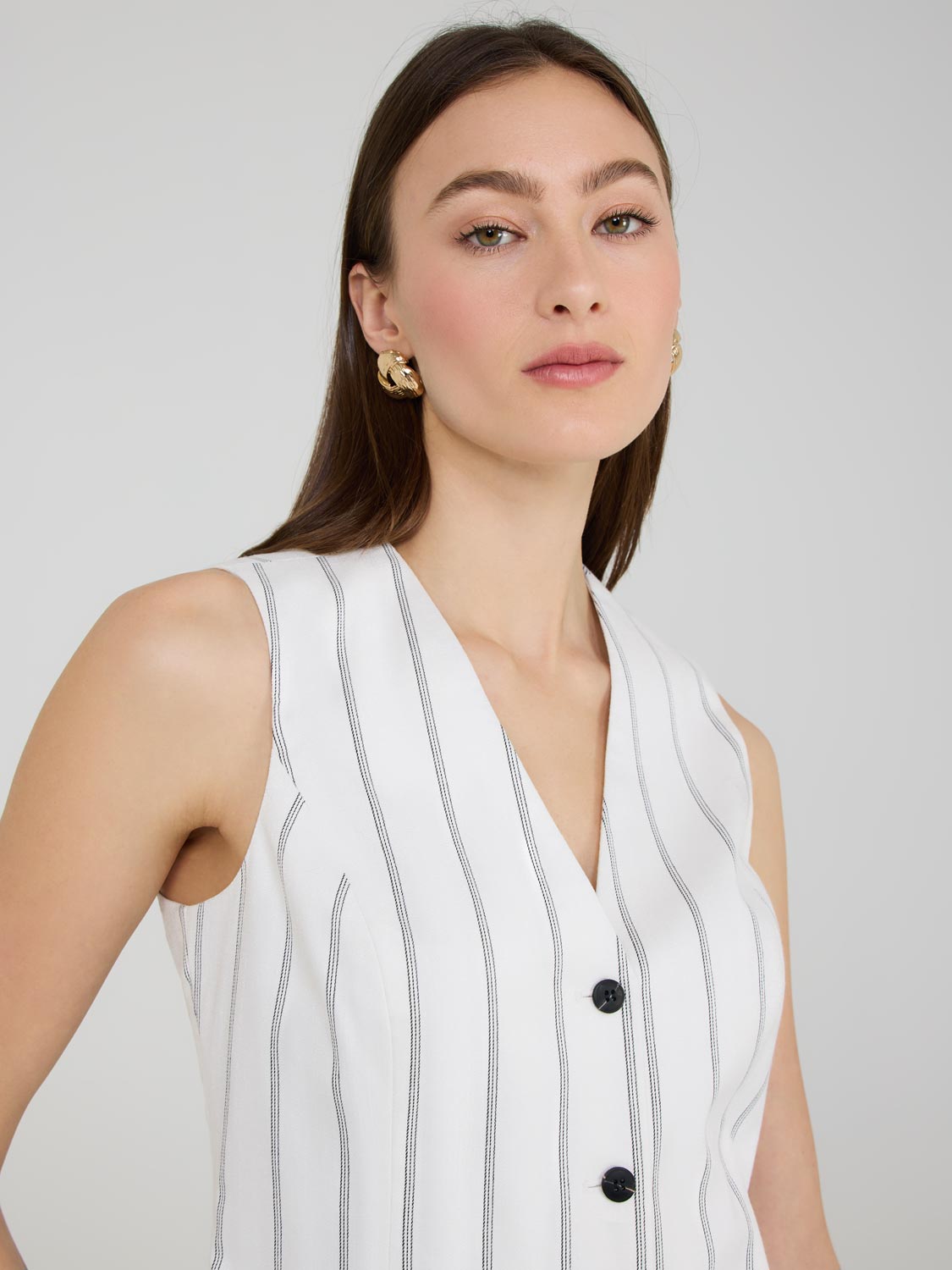 4-Button Striped Vest
