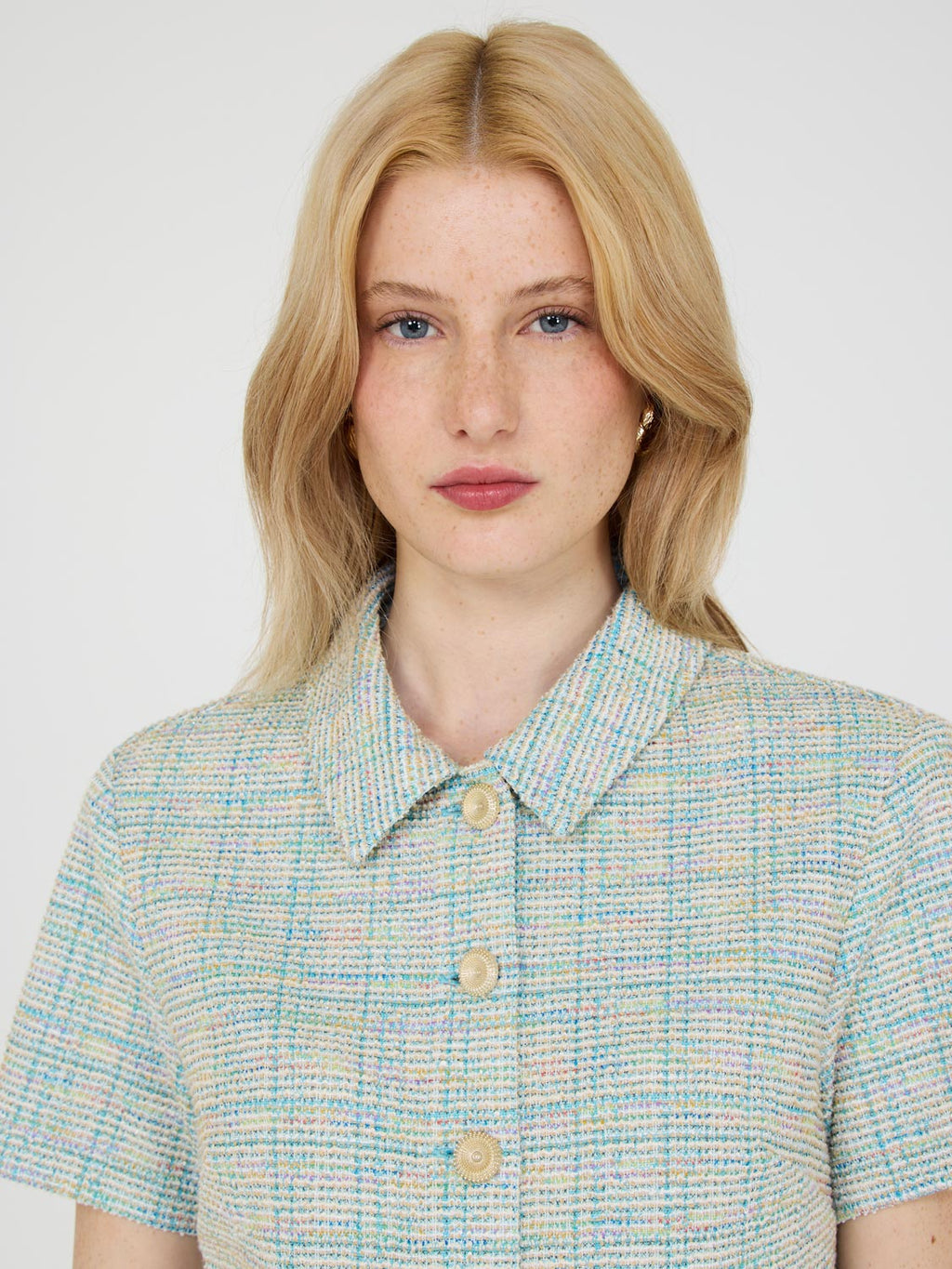 Blazer bouclé à manches courtes