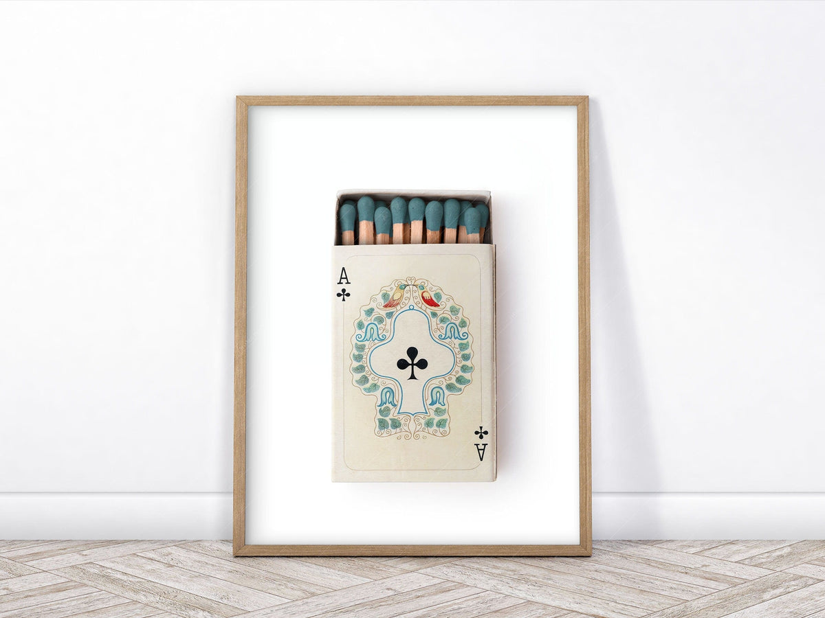 Ace of Clubs Matchbox Print – Vintage Playing Card Wall Art Poster