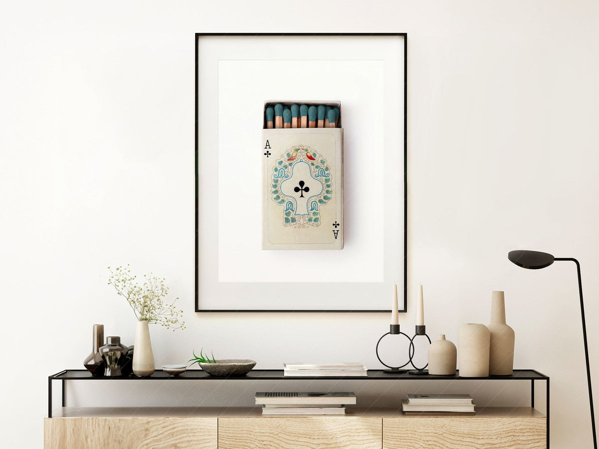 Ace of Clubs Matchbox Print – Vintage Playing Card Wall Art Poster