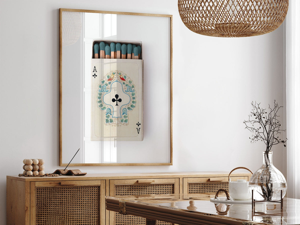 Ace of Clubs Matchbox Print – Vintage Playing Card Wall Art Poster