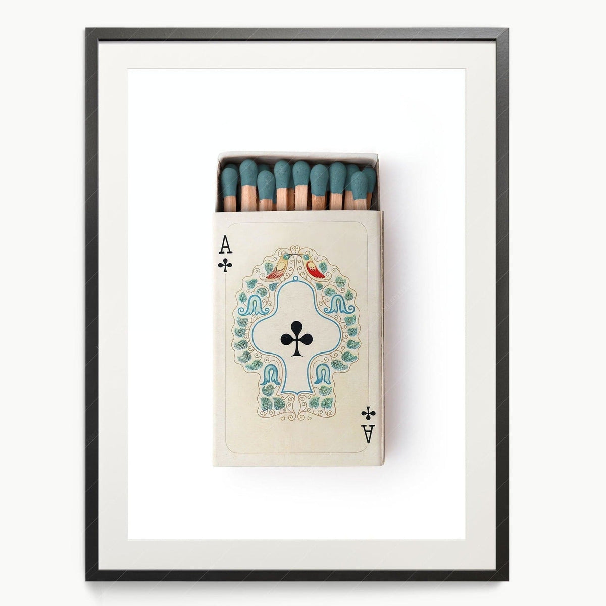 Ace of Clubs Matchbox Print – Vintage Playing Card Wall Art Poster