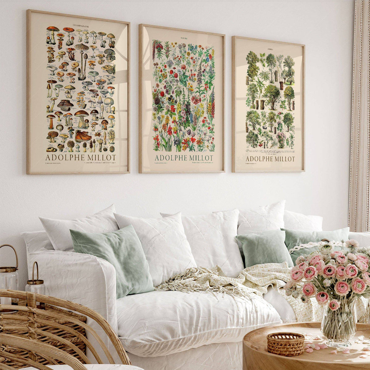 Adolphe Millot Botanical Print Set of 3 – Vintage Nature Wall Art