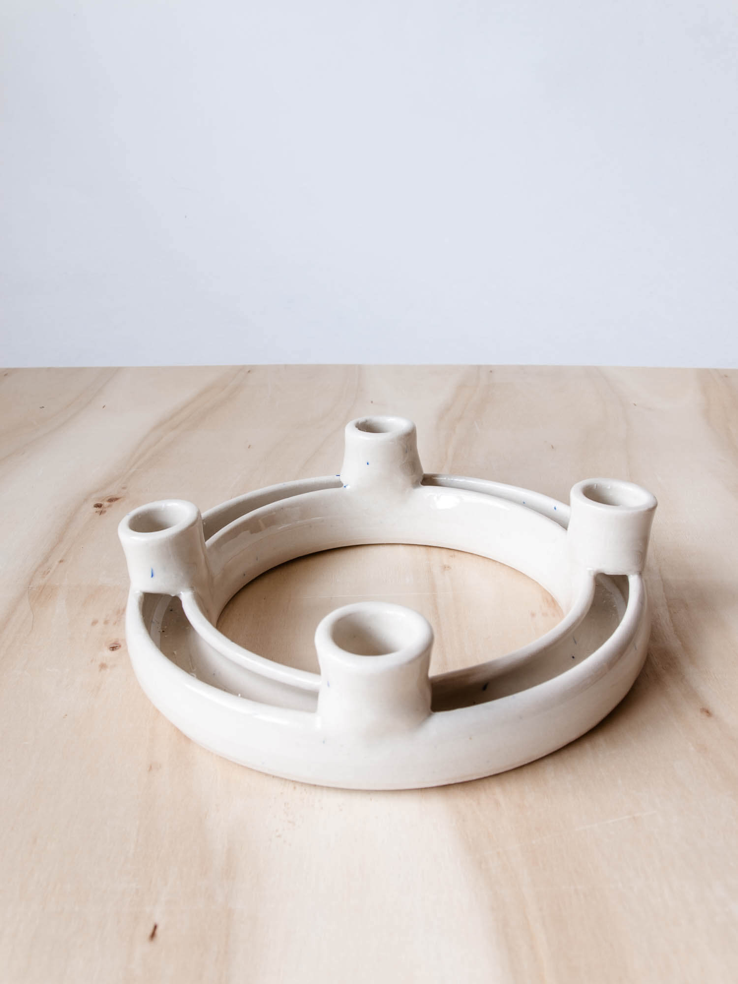 Bougeoir couronne de l'Avent en porcelaine blanche