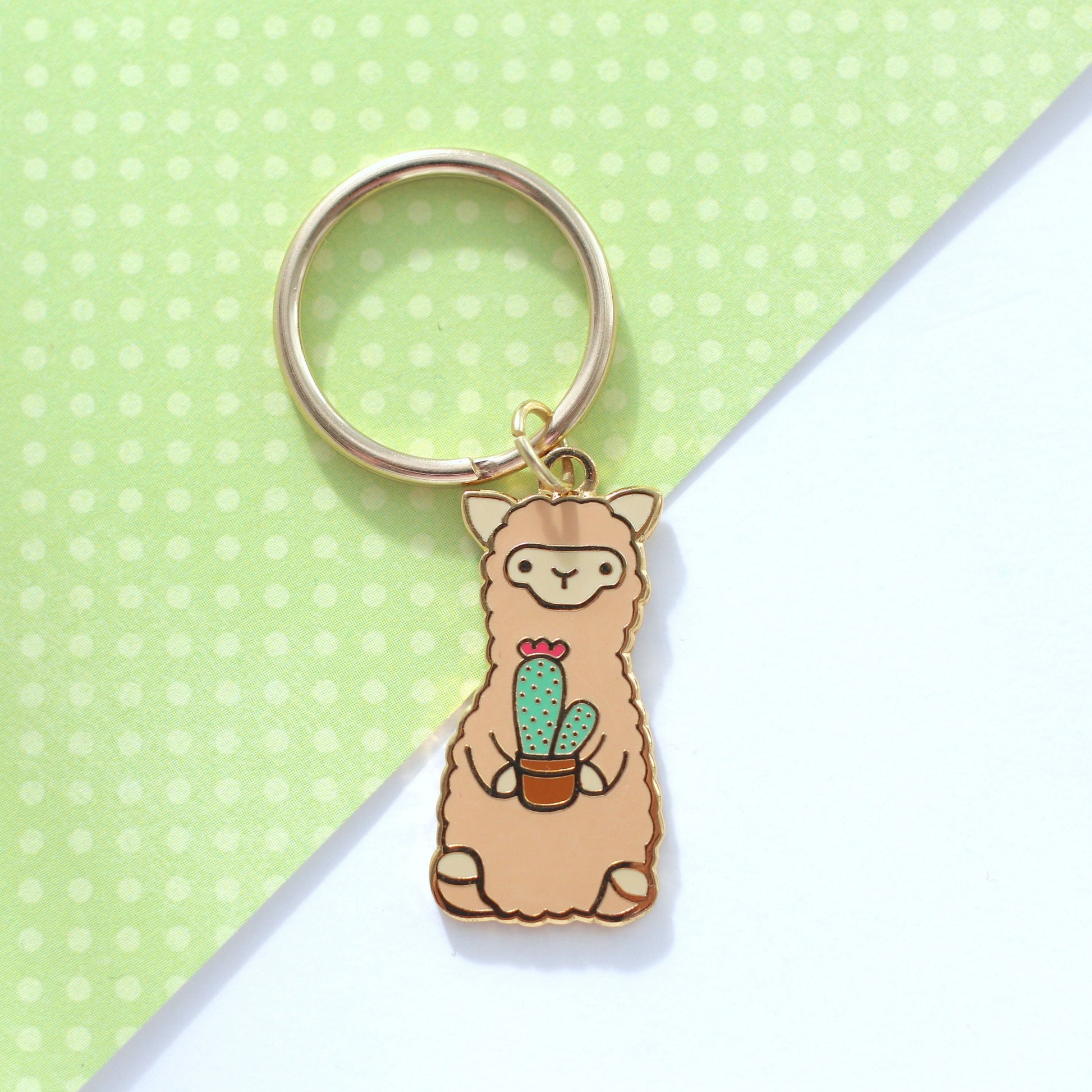 Porte-clés émaillé Cactus Alpaga - Porte-clés Lama