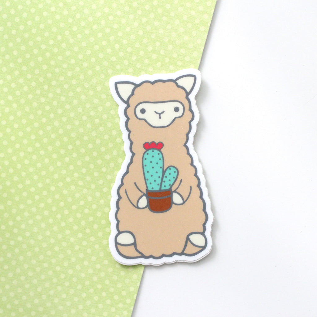 Cactus Alpaca Vinyl Sticker - Llama Sticker - Alpaca Decal