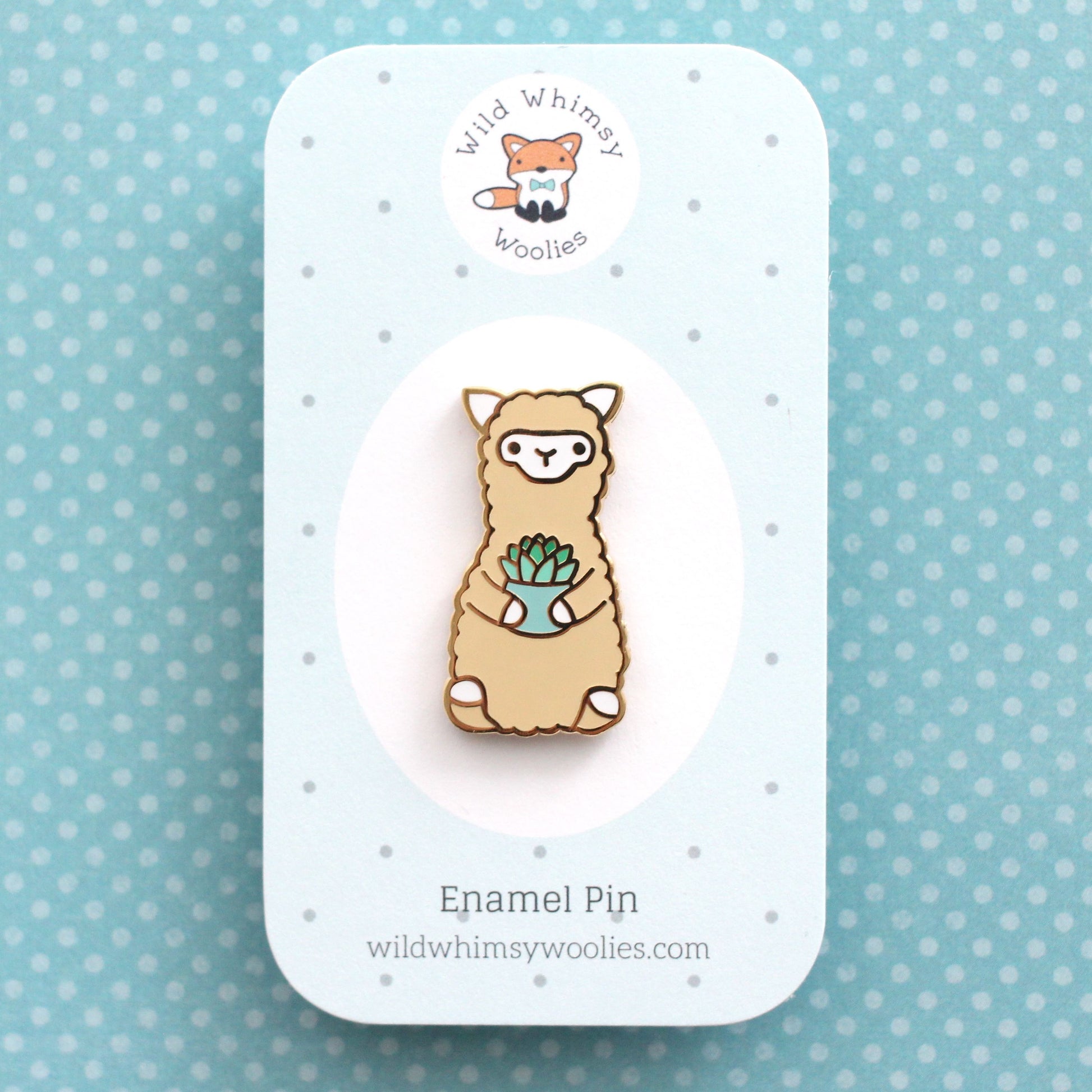 Broche émaillée en forme d'alpaga succulent. Cadeau lama. Broche pour sac à dos.