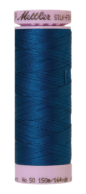 Fil de coton uni Mettler Silk-finition 50wt 164yd/150m Bleu colonial