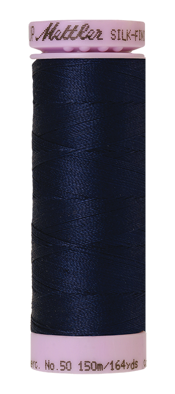 Fil de coton uni Mettler Silk-finition 50wt, 164 yd/150 m, bleu marine