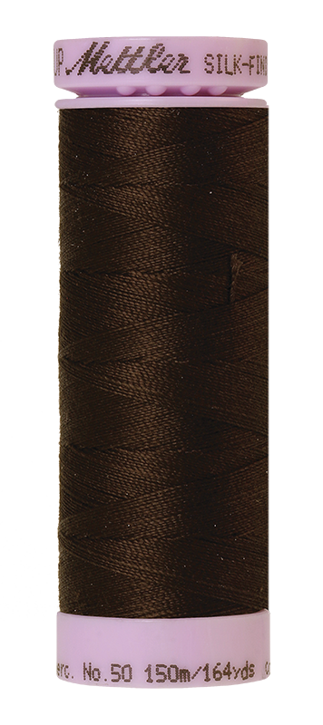 Fil de coton uni Mettler Silk-finition 50wt, 164 yd/150 m, brun très foncé