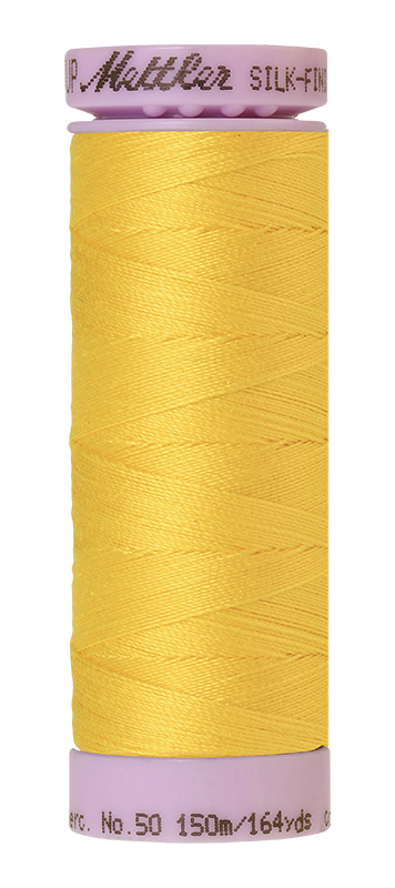Fil de coton uni Mettler Silk-finish 50wt, 150 m, jaune vif