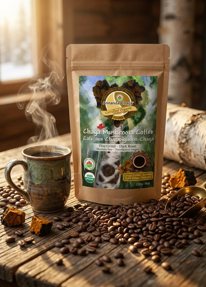 Café aux champignons chaga biologique - Café torréfaction foncée de Sumatra