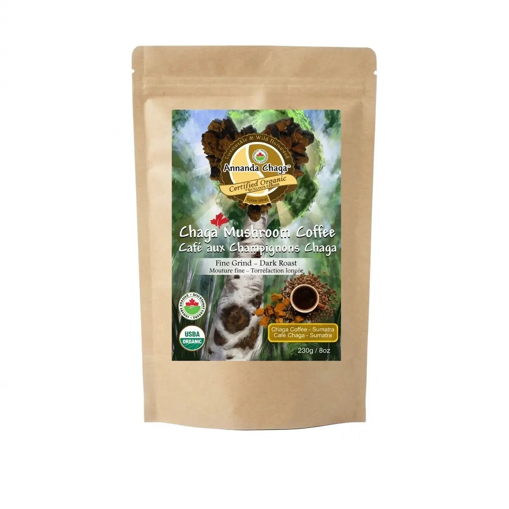 Café aux champignons chaga biologique - Café torréfaction foncée de Sumatra
