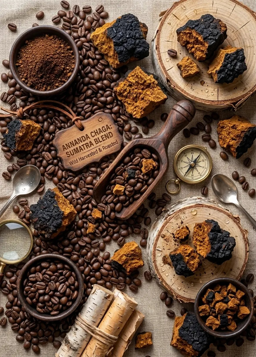Café aux champignons chaga biologique - Café torréfaction foncée de Sumatra
