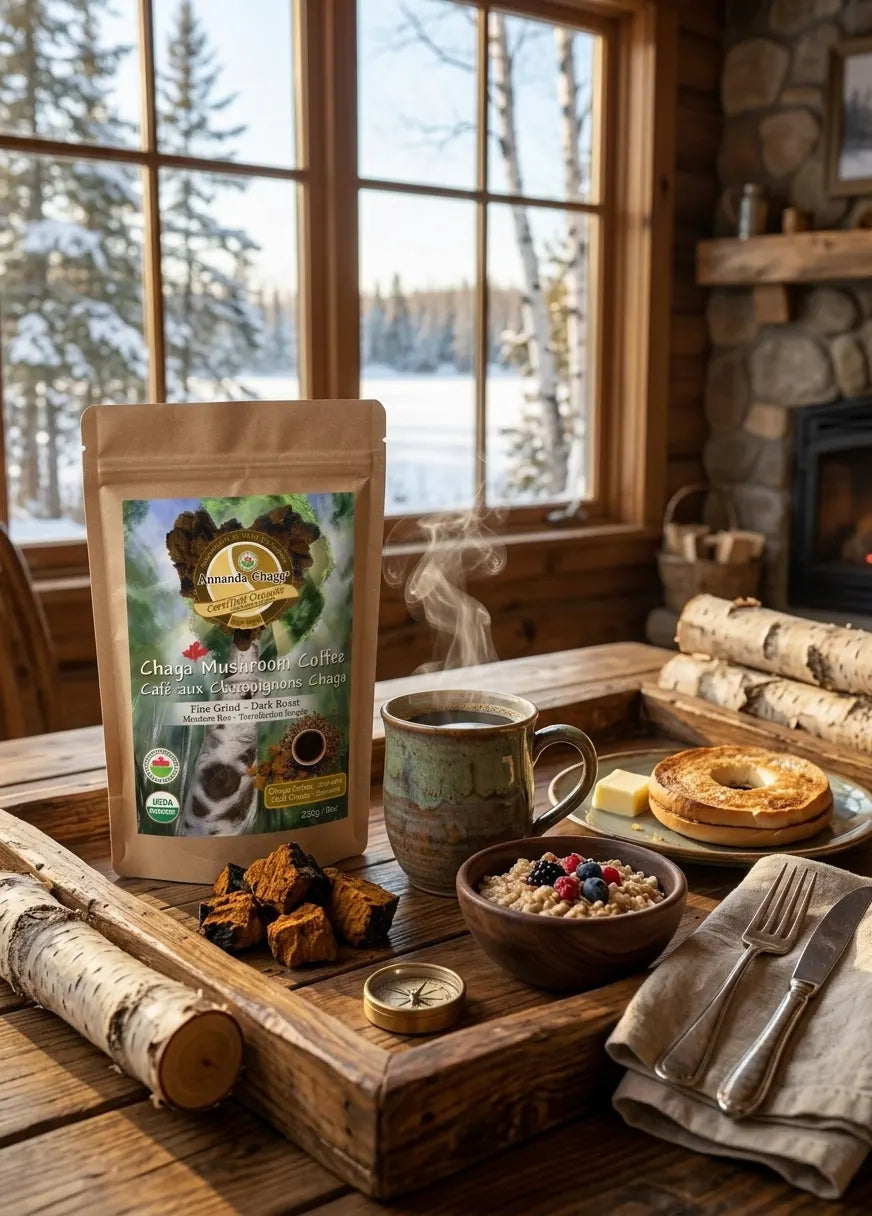 Café aux champignons chaga biologique - Café torréfaction foncée de Sumatra