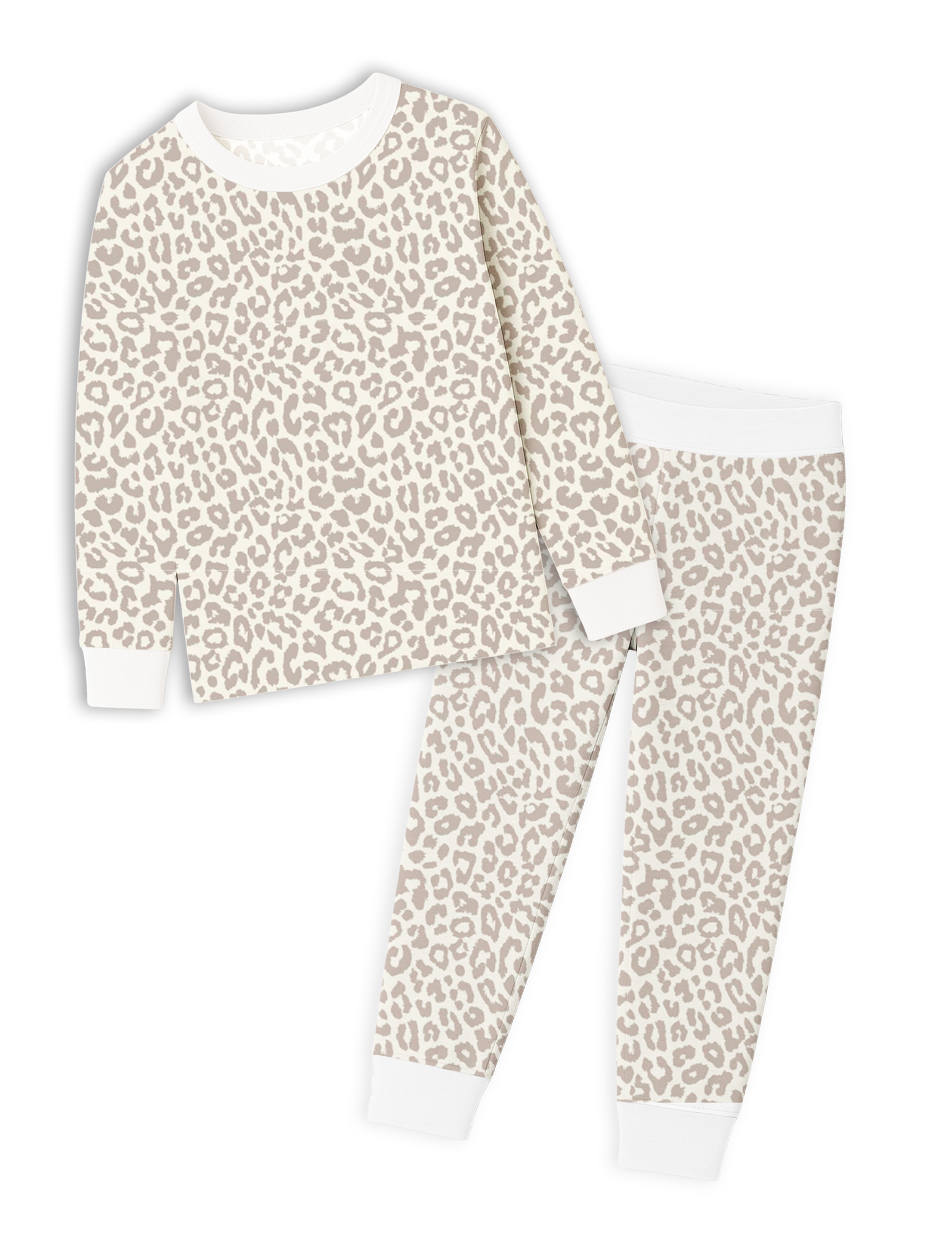 Pyjama deux pièces en bambou pour enfant, motif léopard abricot