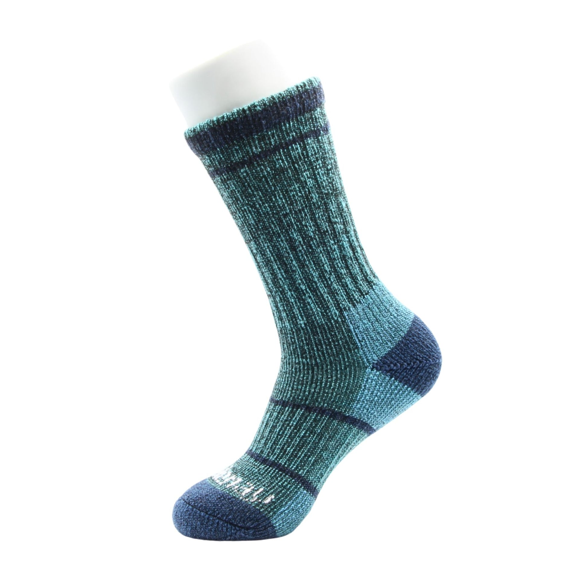 Aqua and Blue Midweight Merino Wool Crew Kootenay Sock