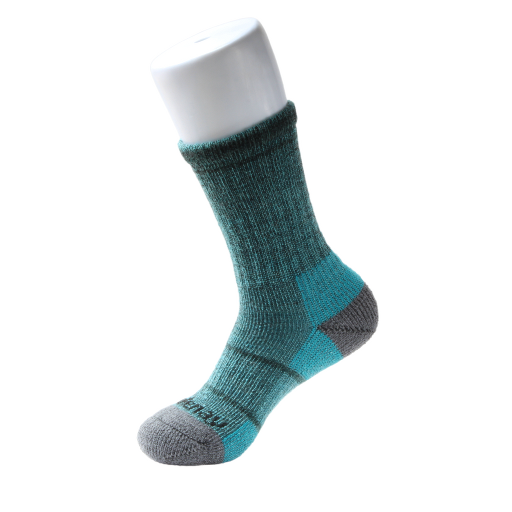 Aqua & Teal Crew Midweight Merino Wool Kootenay Socks Adventure